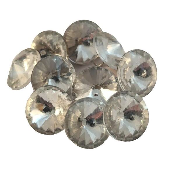 15 Vtge Rhinestone Buttons Clear 10- 5/8" 5- 1/2" Rimless With Shanks EVUC - Picture 1 of 6
